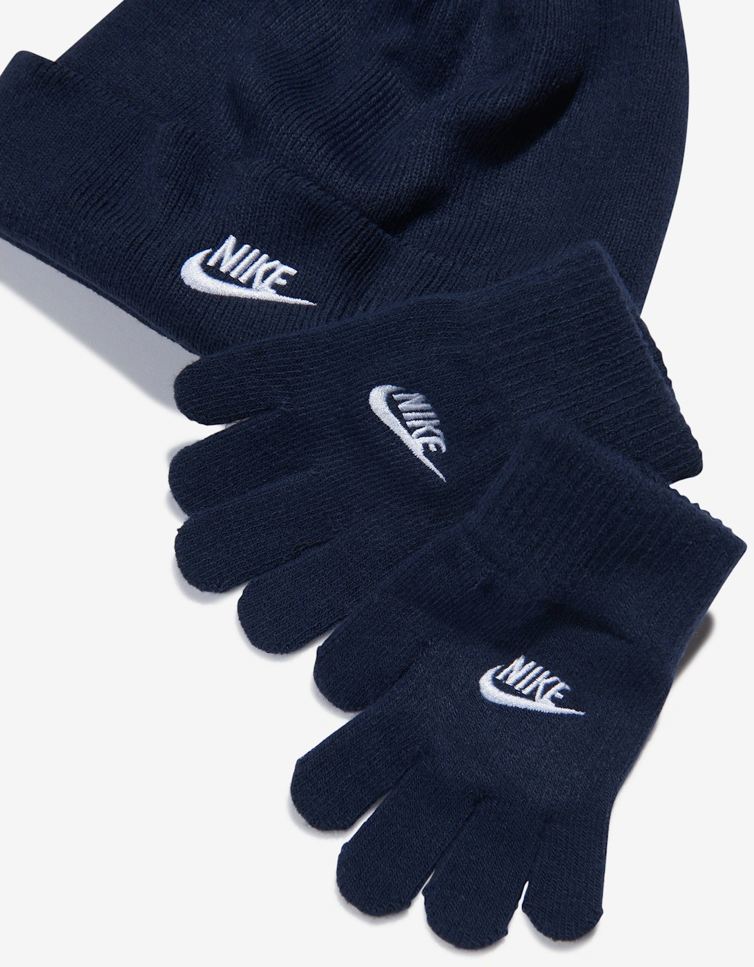 Boys Futura Beanie Hat And Gloves Set in Navy