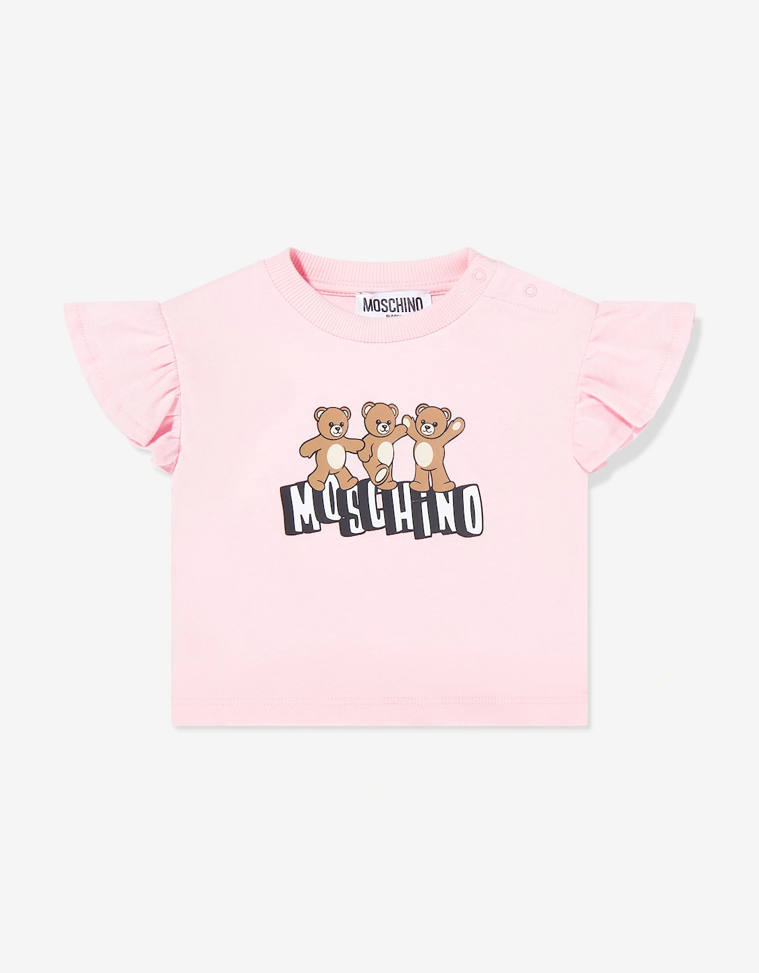 Baby Girls Teddy Bear Logo T-Shirt in Pink, 5 of 4
