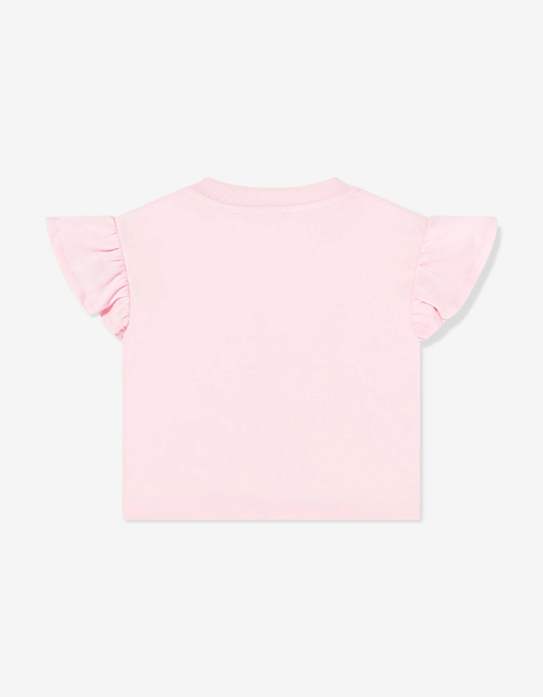 Baby Girls Teddy Bear Logo T-Shirt in Pink