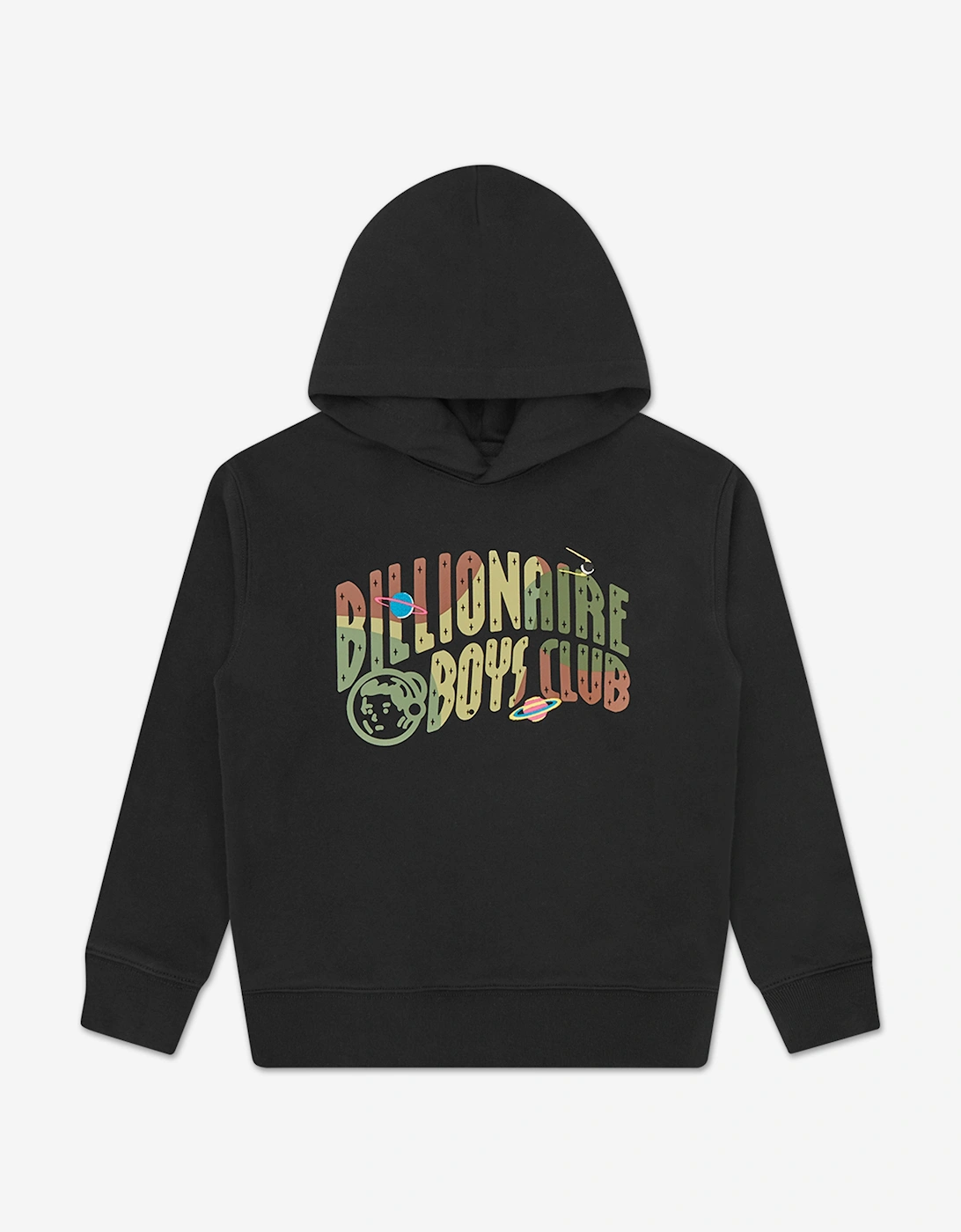 Boys Space Camo Arch Logo Popover Hoodie in Black, 6 of 5