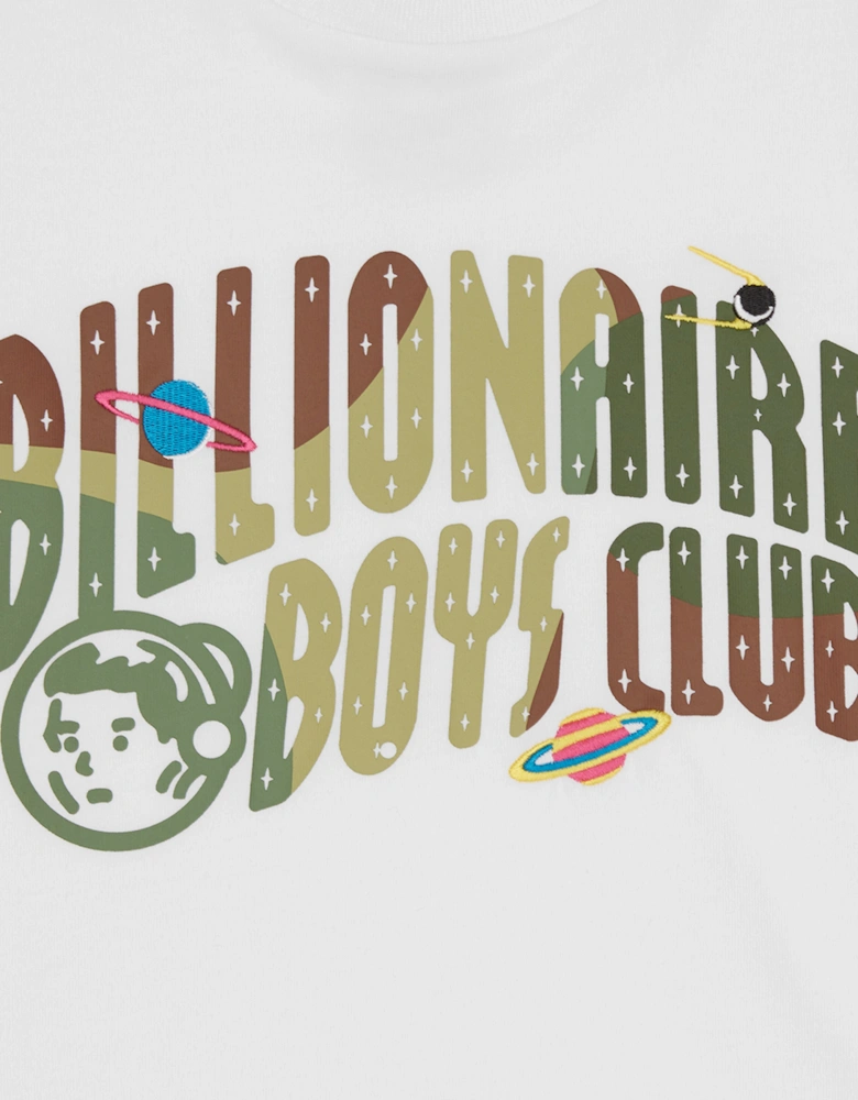 Boys Space Camo Arch Logo T-Shirt in White
