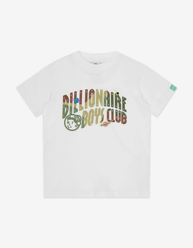 Boys Space Camo Arch Logo T-Shirt in White
