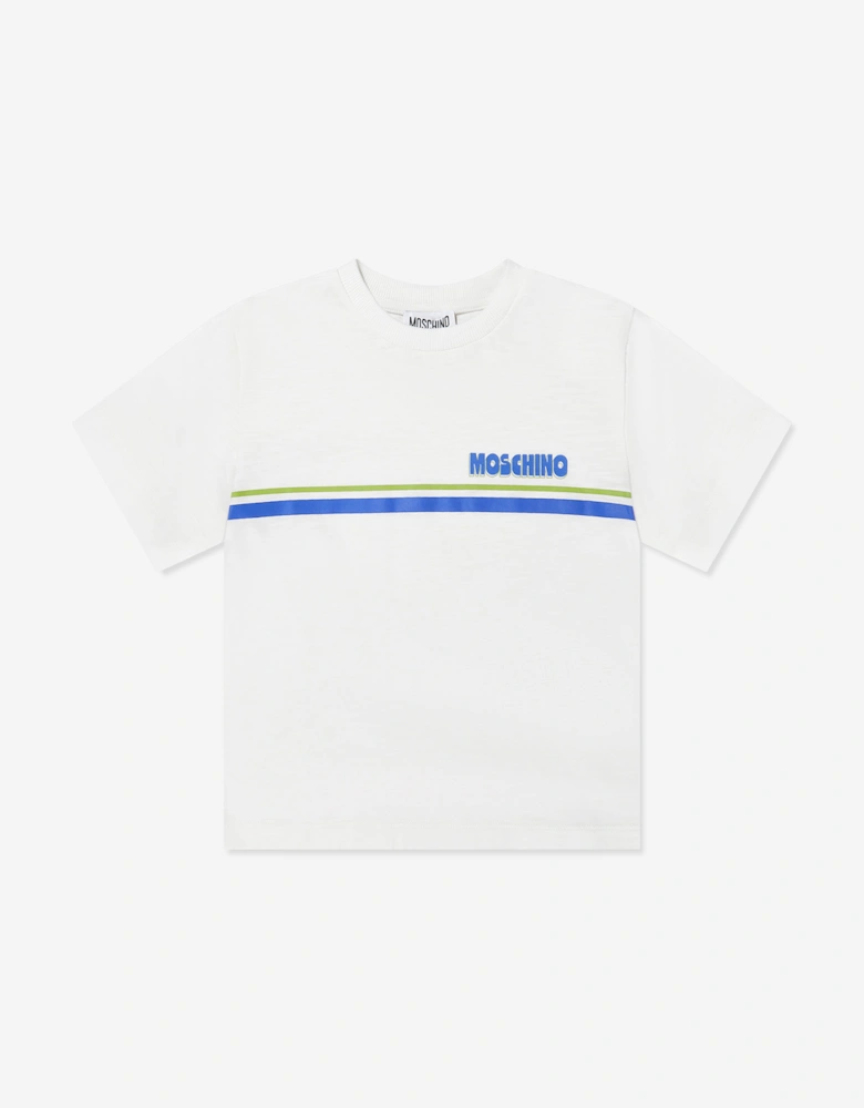 Kids Logo Stripe T-Shirt in Ivory