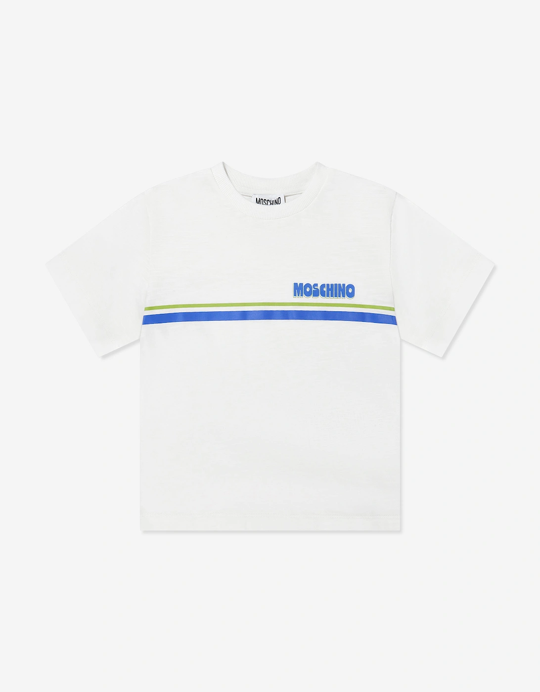 Moschino Girls Cream 'S Logo Stripe T-Shirt In Ivory - Size: 14 Years Kids