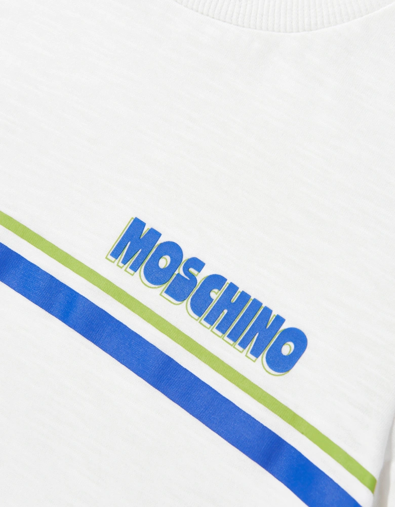 Kids Logo Stripe T-Shirt in Ivory