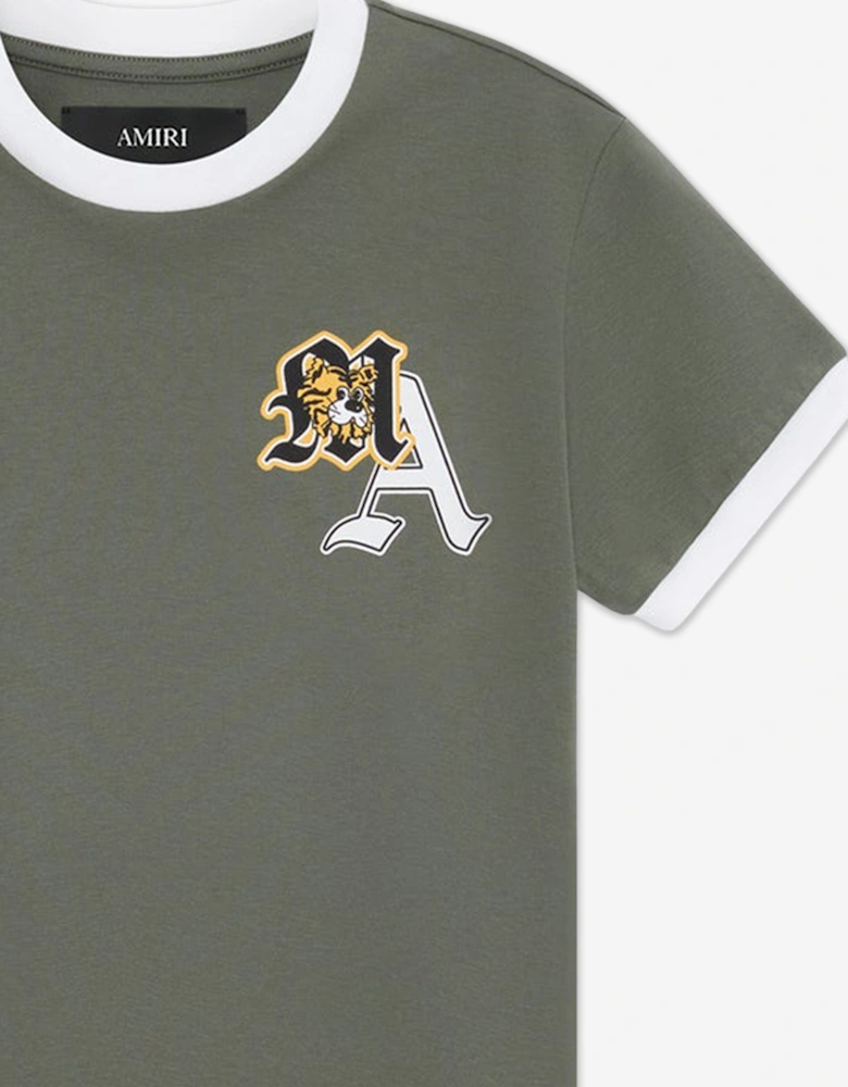 Kids Varsity Patch Ringer T-Shirt in Green