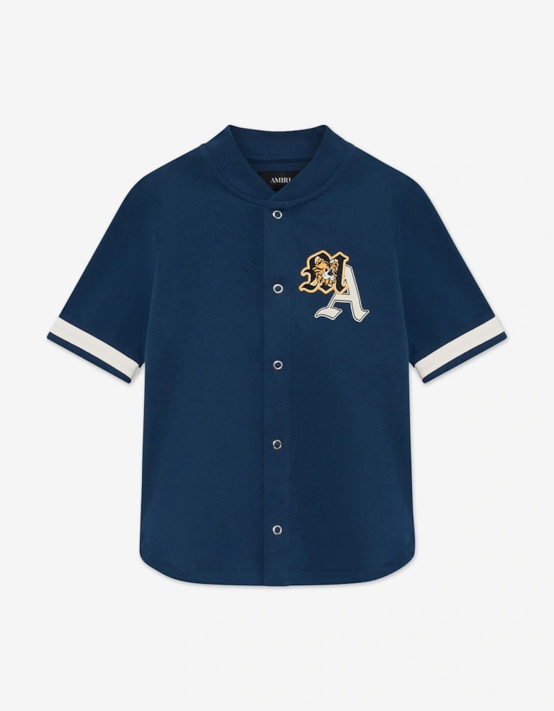 Boys Varsity Patch Baseball Shirt in Navy