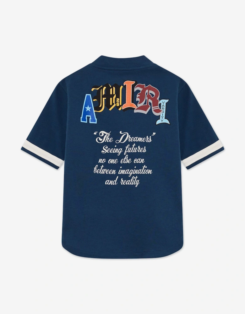 Boys Varsity Patch Baseball Shirt in Navy