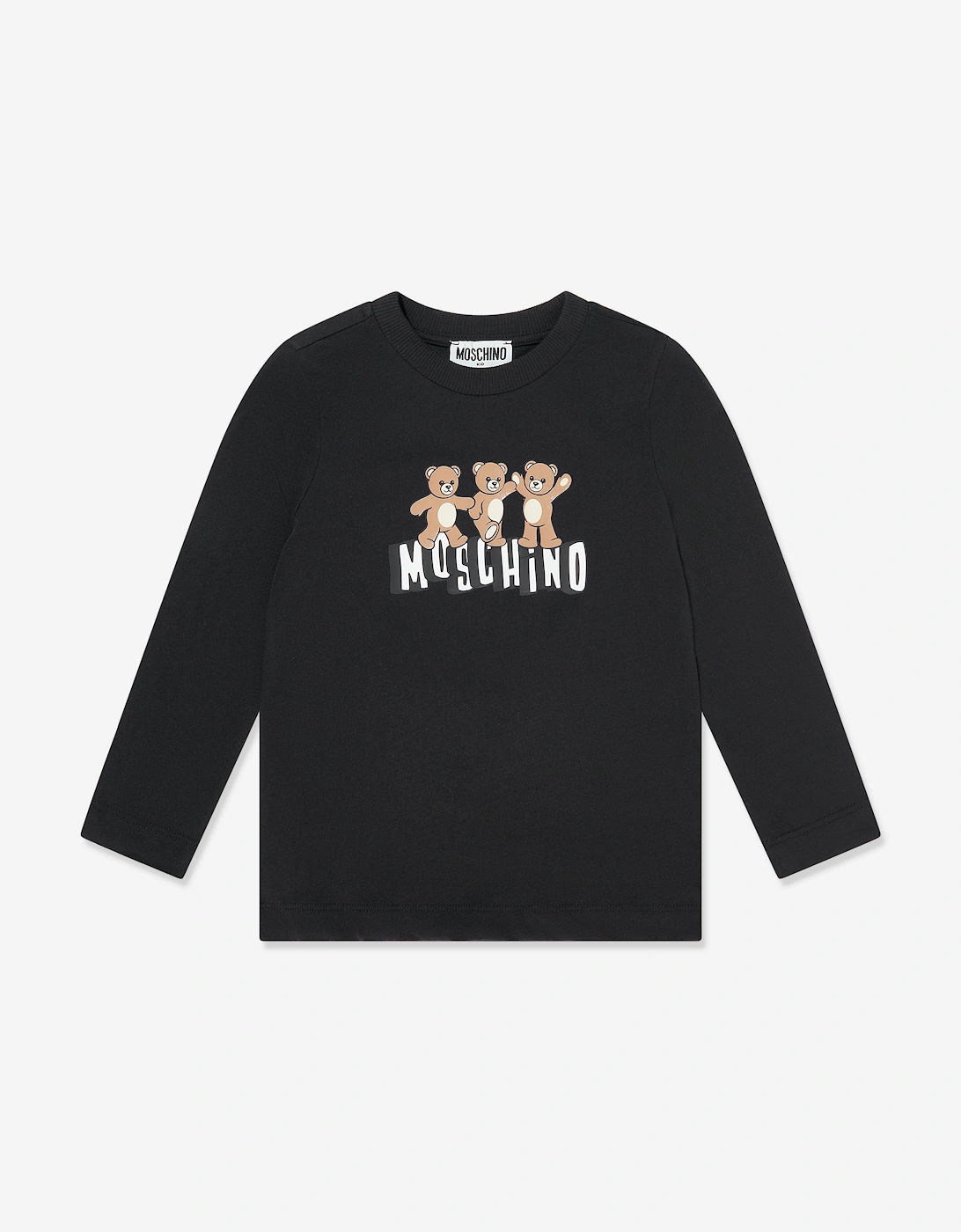 Kids Teddy Logo Long Sleeve T-Shirt in Black, 5 of 4