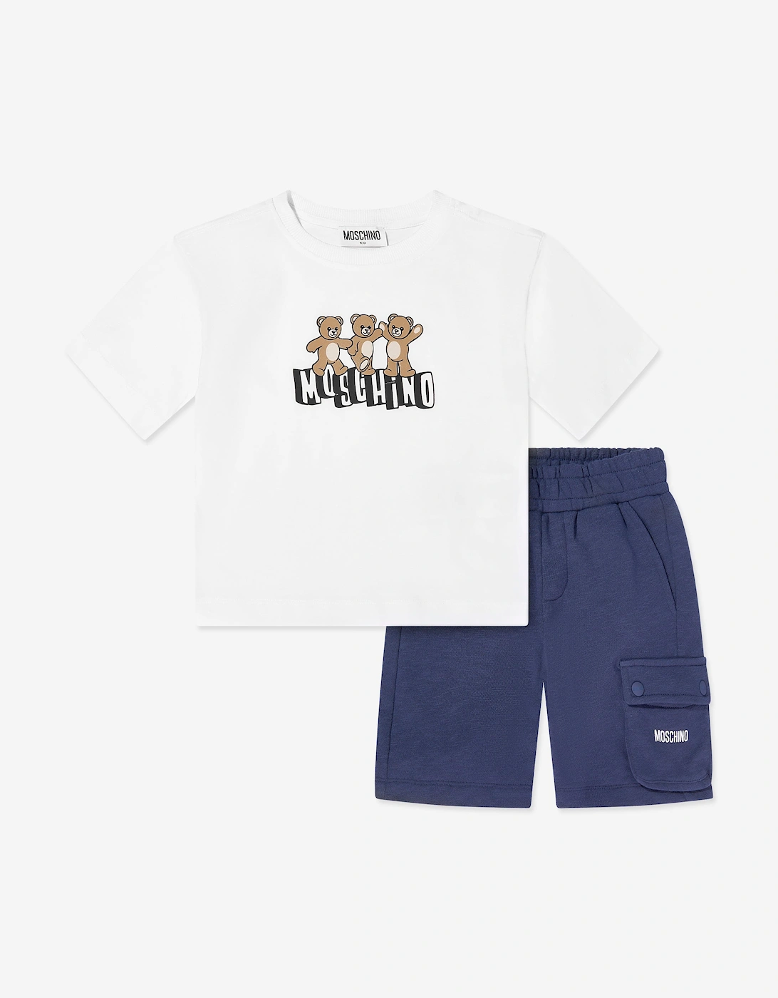 Boys Teddy Bear Logo Short Set in Navy, 6 of 5