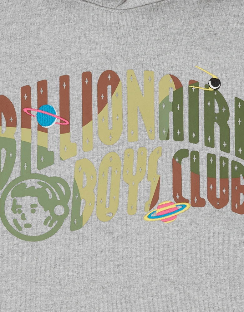 Boys Space Camo Arch Logo Popover Hoodie in Grey