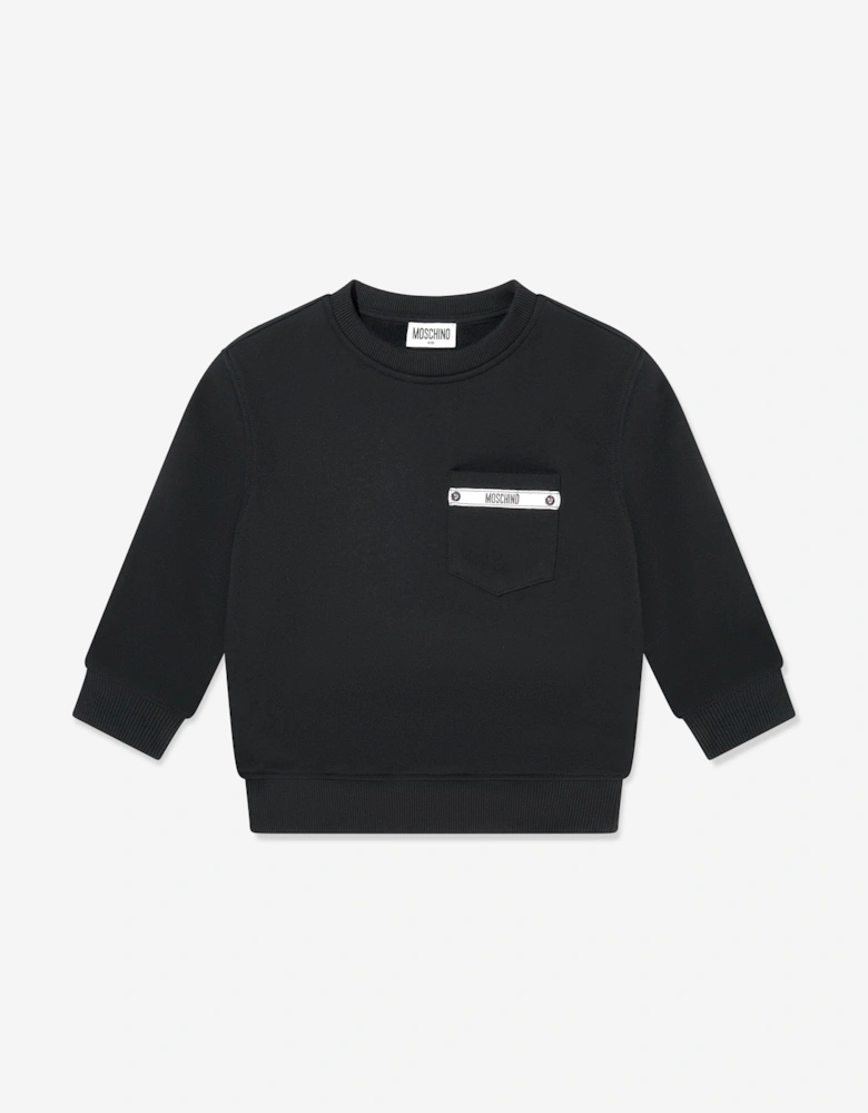 Boys Logo Pocket Sweatshirt in Black