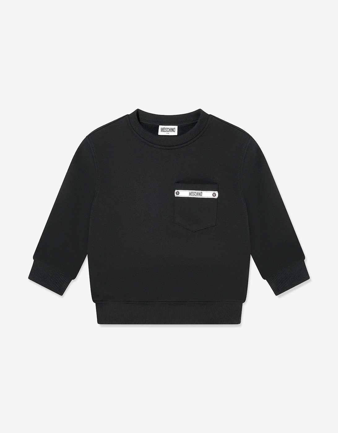 Moschino Boys Black 'S Logo Pocket Sweatshirt In - Size: 12 Years Kids