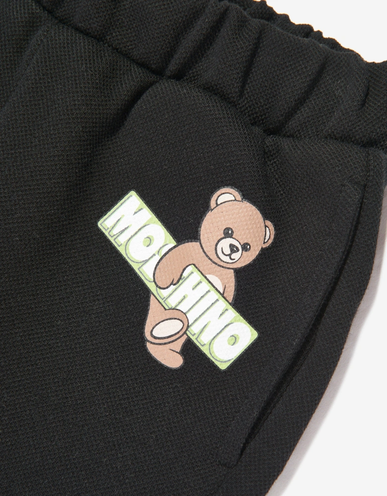 Baby Teddy Bear Logo Joggers in Black