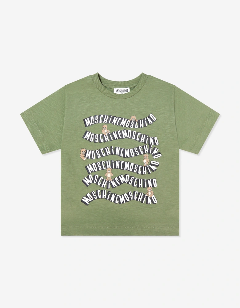Kids Teddy Bear Logo T-Shirt in Green