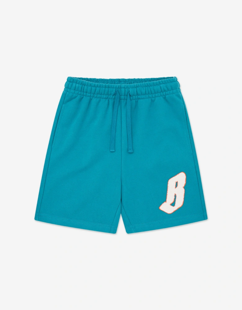 Boys Flying B Chenille Sweat Shorts in Blue