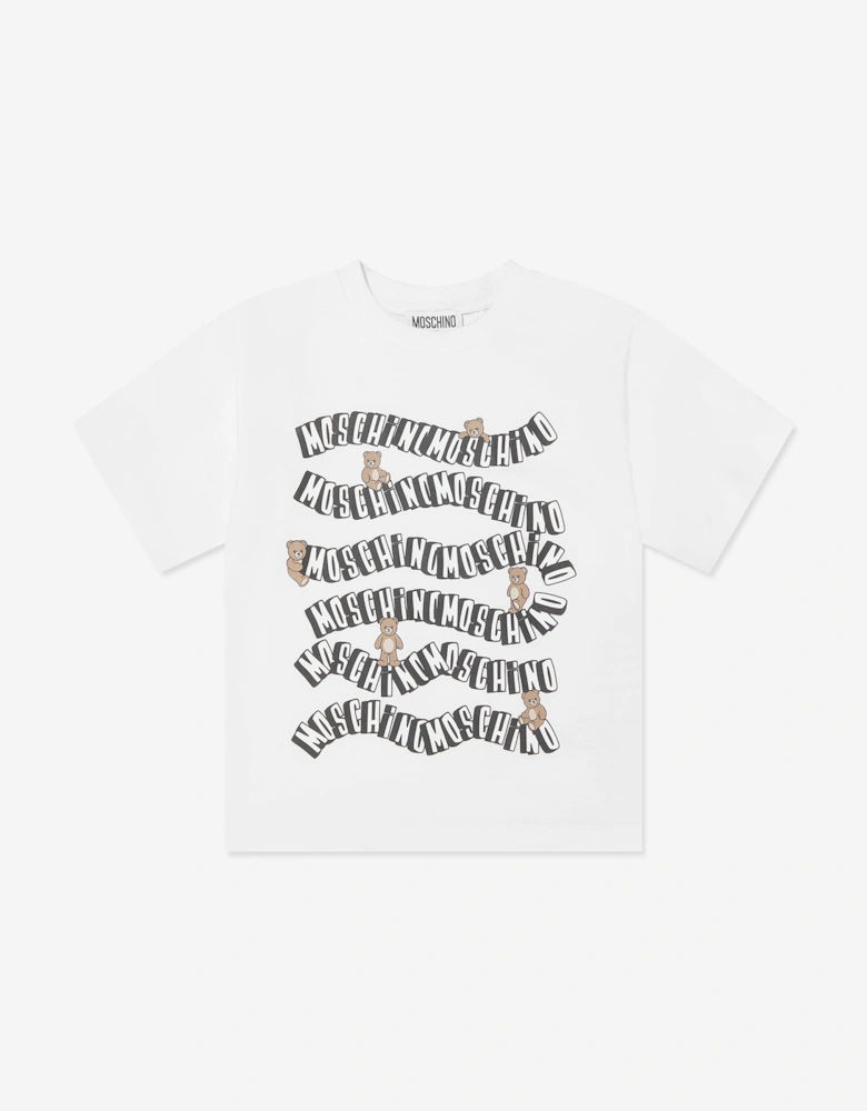 Kids Teddy Bear Logo T-Shirt in White
