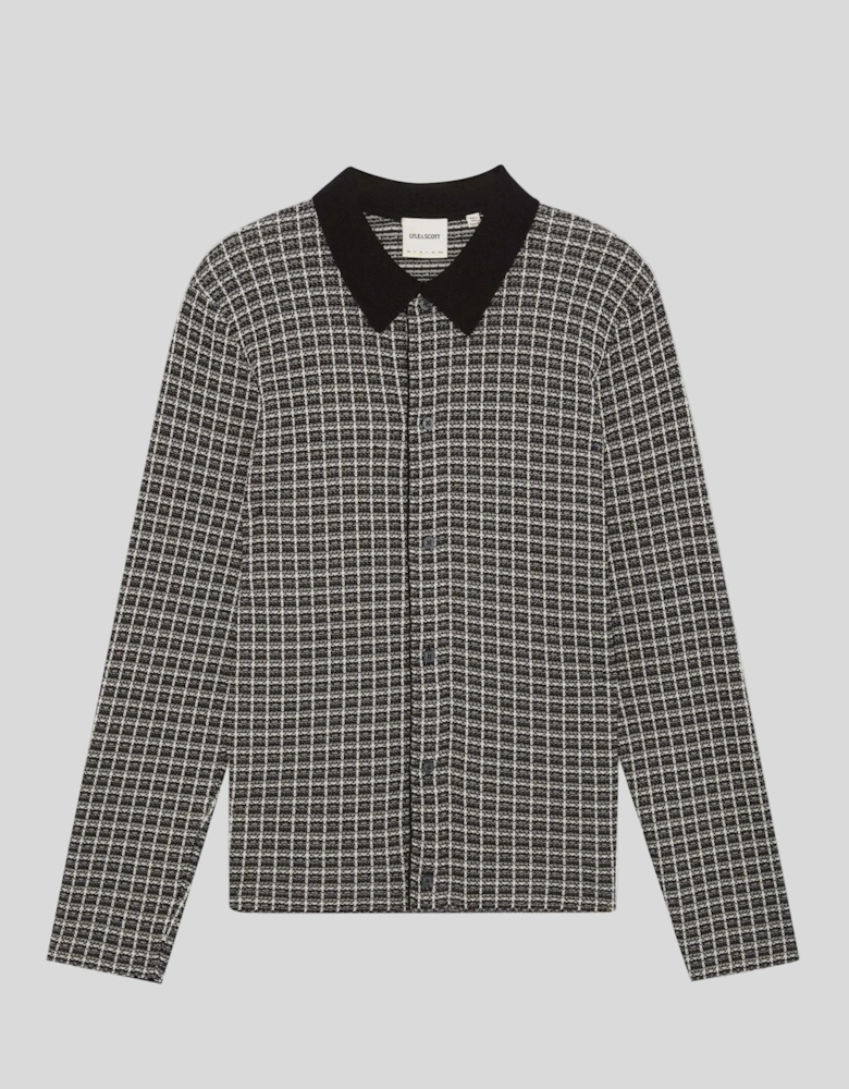 Basketweave Knitted Collared Cardigan