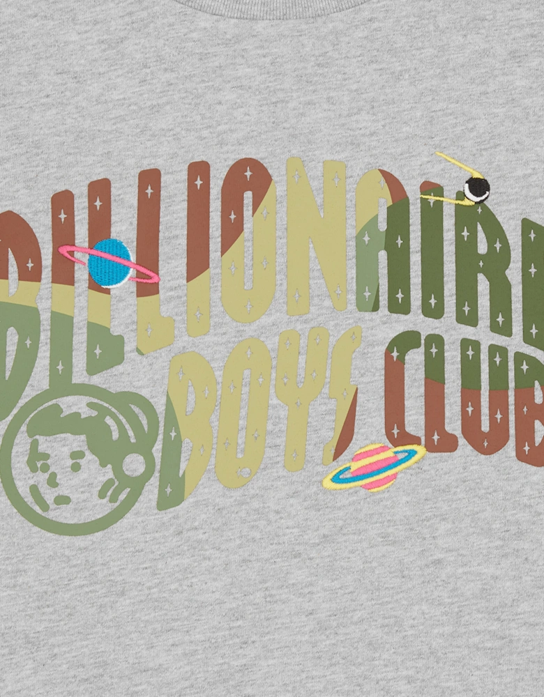 Boys Space Camo Arch Logo T-Shirt in Grey