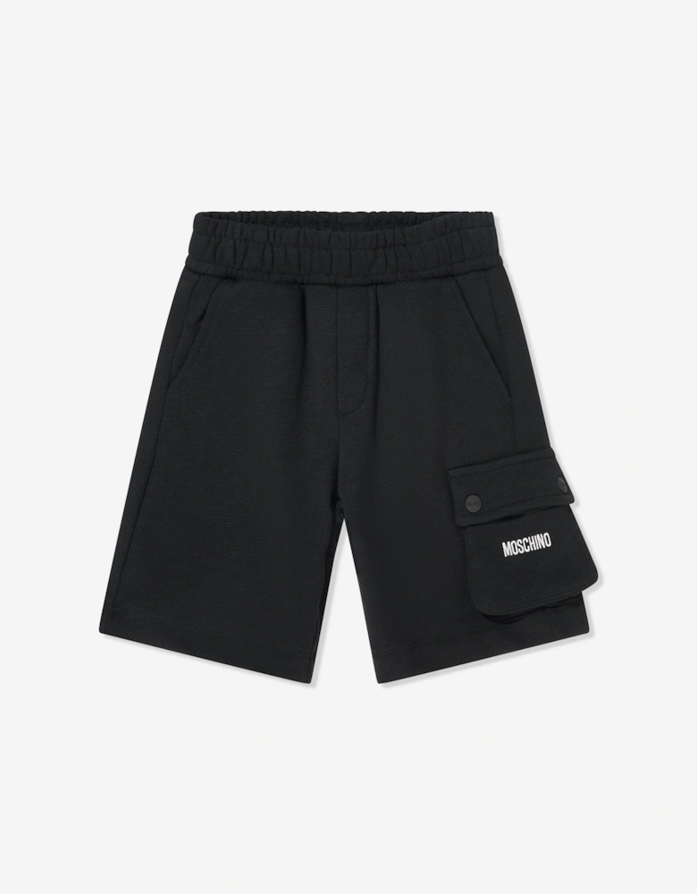 Boys Teddy Bear Logo Short Set in Black