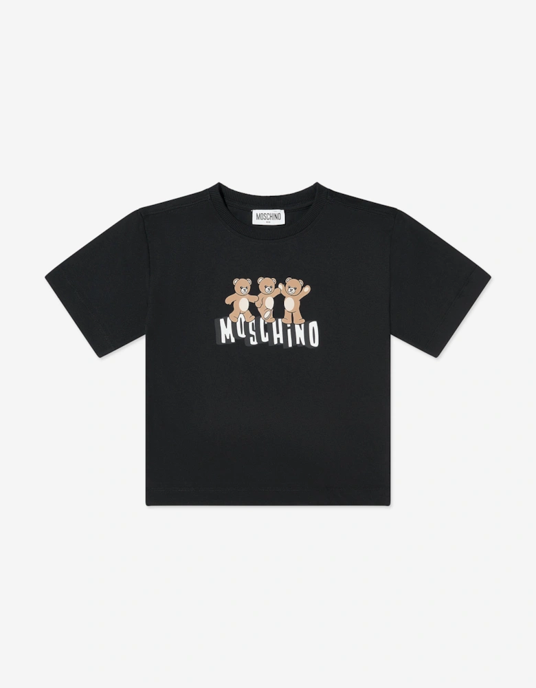 Boys Teddy Bear Logo Short Set in Black