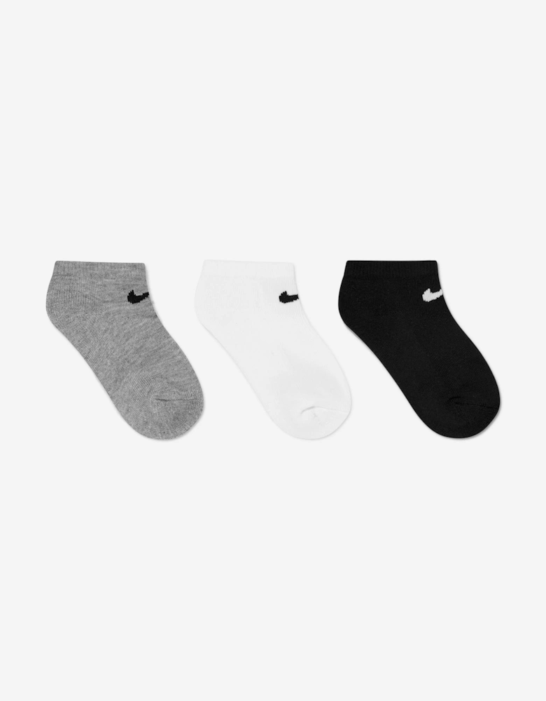 Kids 3 Pack Basic No Show Socks Set in Multicolour