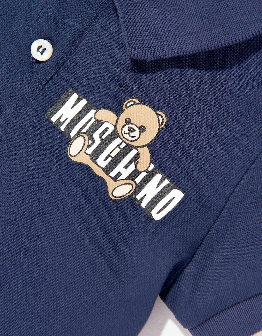 Baby Boys Teddy Bear Logo Polo Shirt in Navy