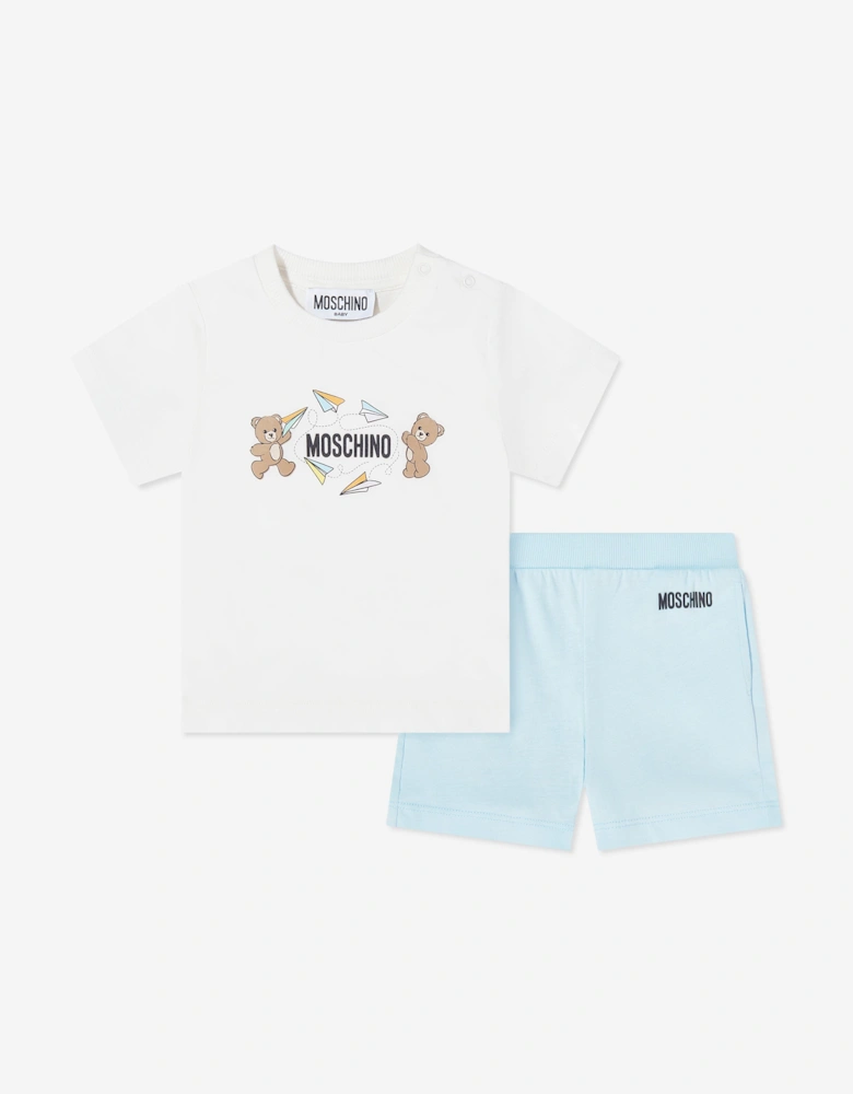 Baby Boys Teddy Bear Logo Short Set in Blue