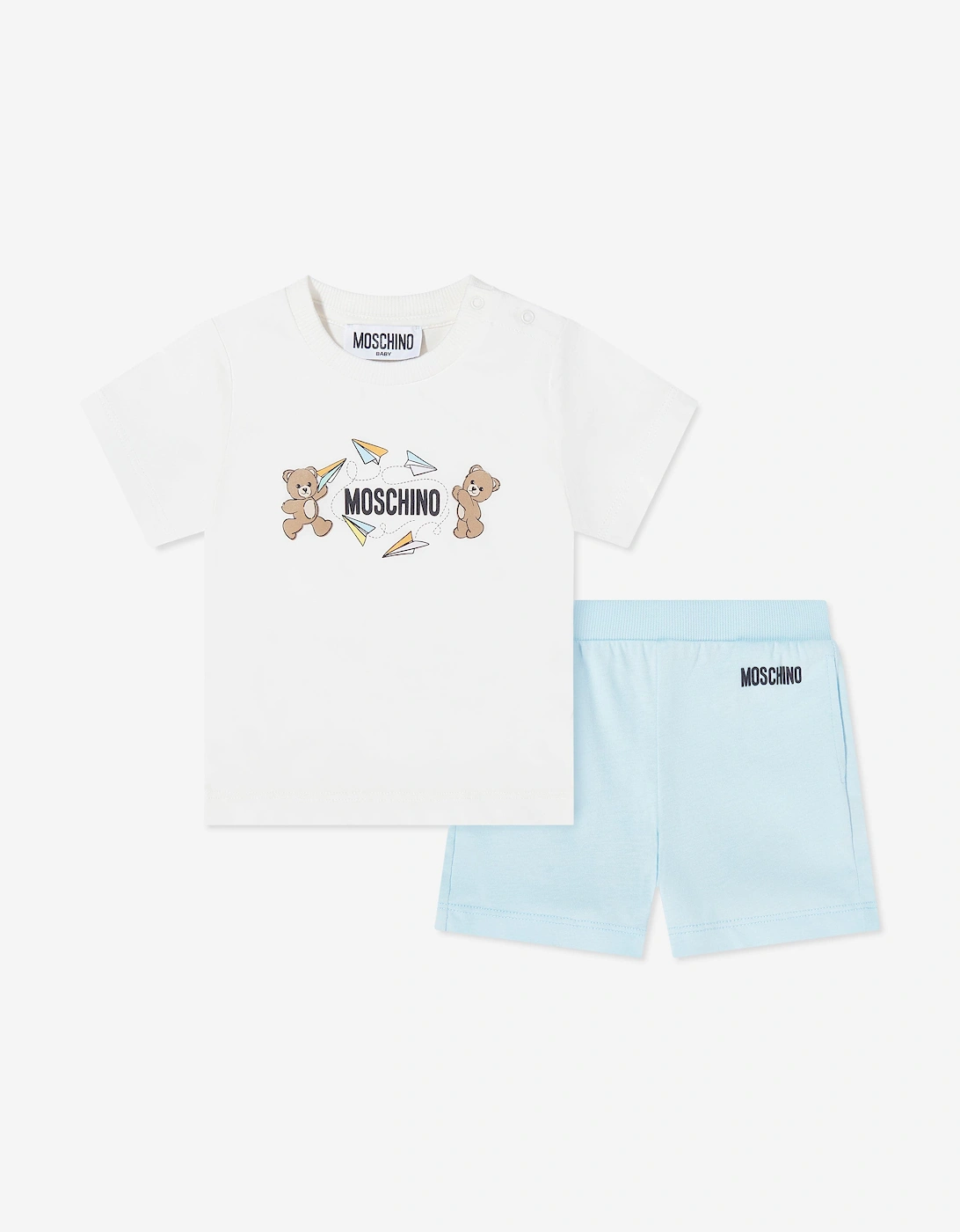 Baby Boys Teddy Bear Logo Short Set in Blue, 6 of 5