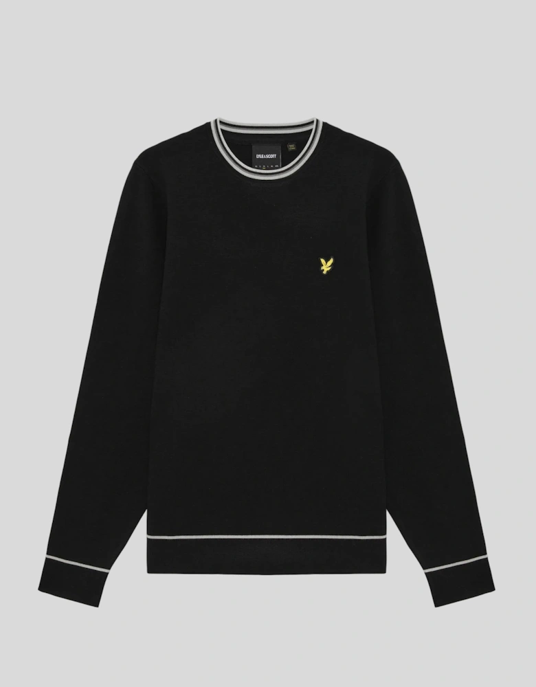 Tipped Knitted Crew Neck Jumper