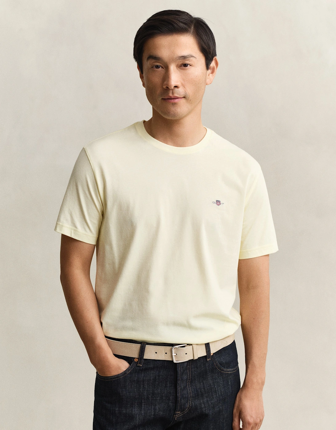 Mens Regular Fit Short Sleeve Shield Logo T-Shirt - 713 Vanilla Yellow, 4 of 3