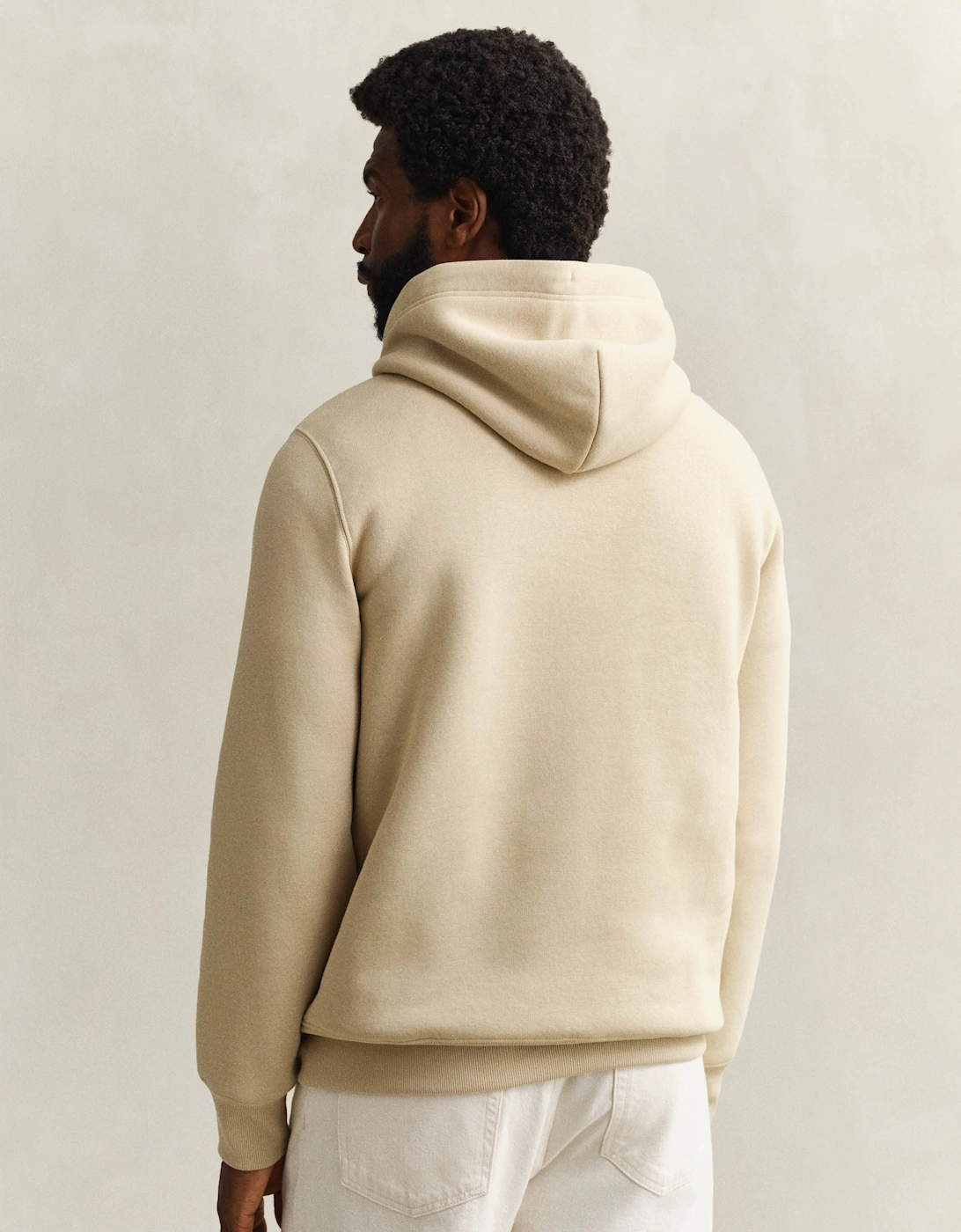 Mens Regular Fit Shield Logo Pullover Hoodie - 200 Oat Beige