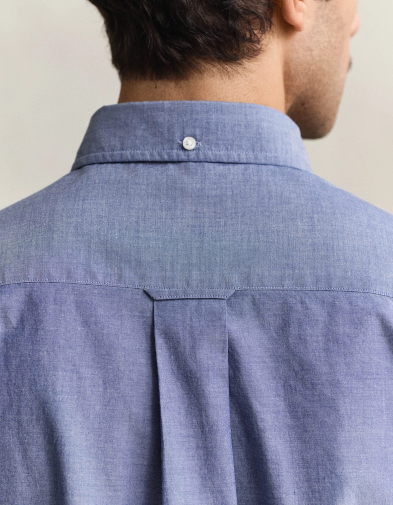 Mens Regular Fit Long Sleeve Poplin Shirt - 436 College Blue