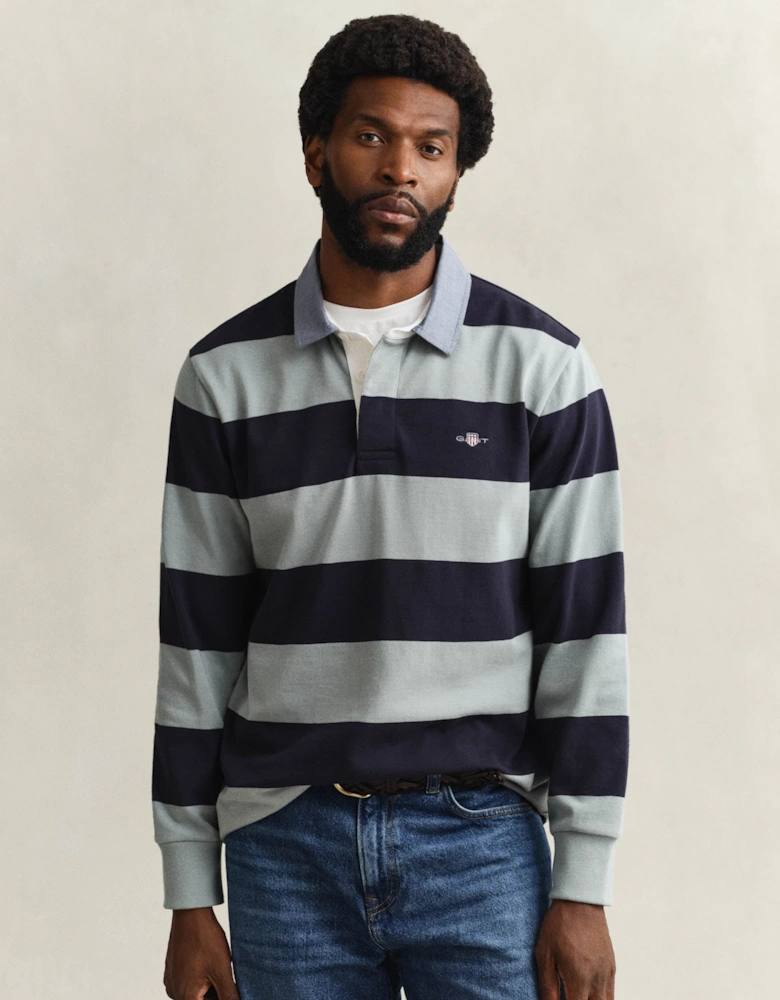 Mens Regular Fit Chambray Stripe Heavy Rugger - 10 Ceramic Grey