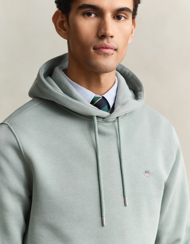 Mens Regular Fit Shield Logo Pullover Hoodie - 10 Ceramic Grey