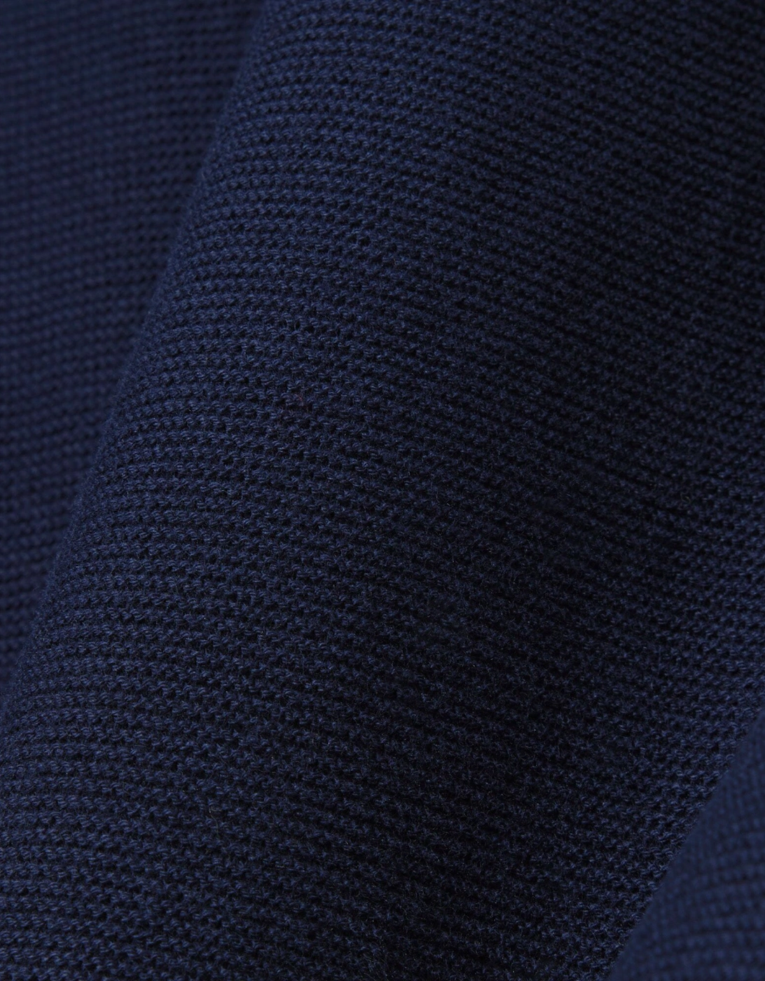 Moss Stitch Cotton Polo Collar Mens Sweater - Navy Blue 166