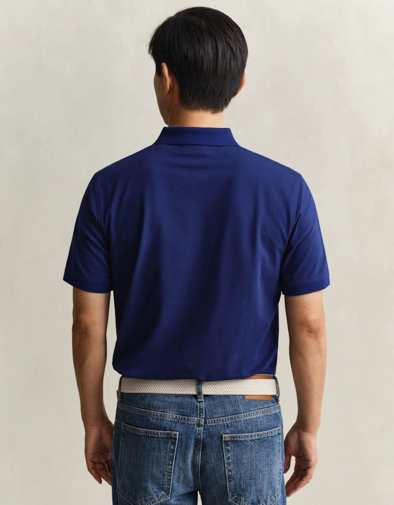 Regular Fit Short Sleeve Contrast Pique Rugger - 432 Rich Navy