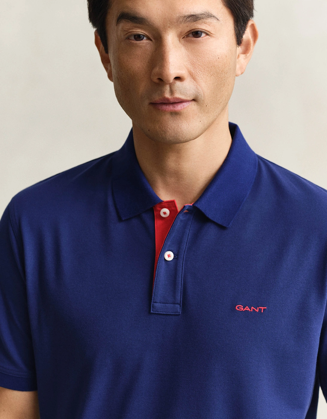 Regular Fit Short Sleeve Contrast Pique Rugger - 432 Rich Navy