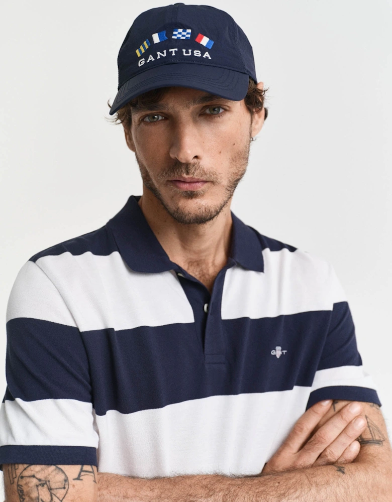 Mens Block Stripe Polo - 433 Evening Blue