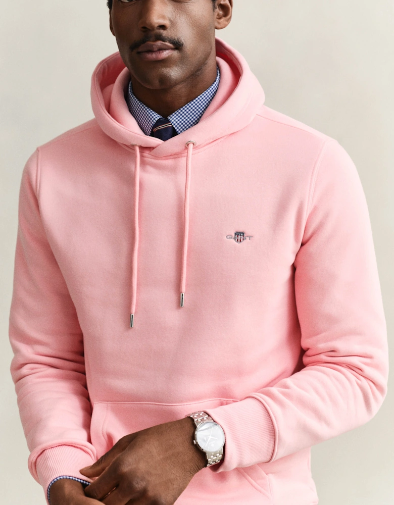 Mens Regular Fit Shield Logo Pullover Hoodie - 671 Bubblegum Pink