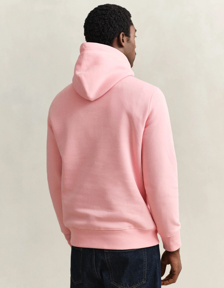 Mens Regular Fit Shield Logo Pullover Hoodie - 671 Bubblegum Pink