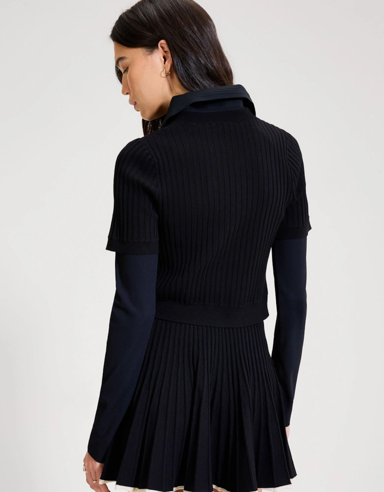 The Court Knitted Tee - Black