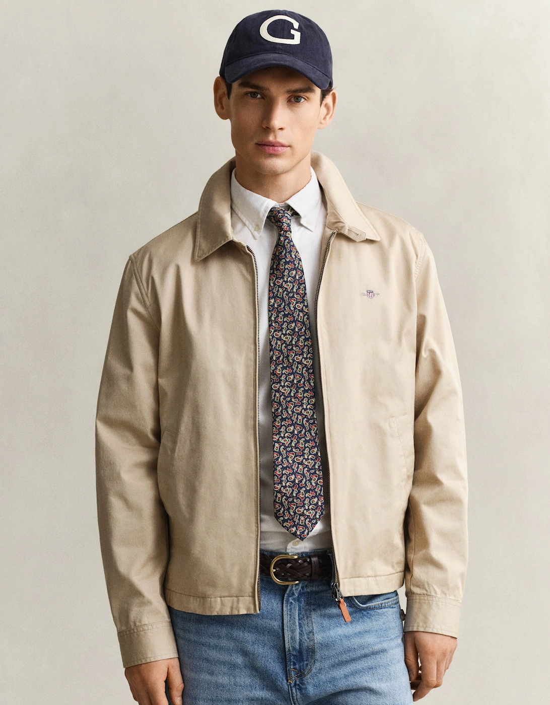 Gant Men's Tan Cotton Windcheater Jacket - 200 Oat Beige - Size 42/Regular
