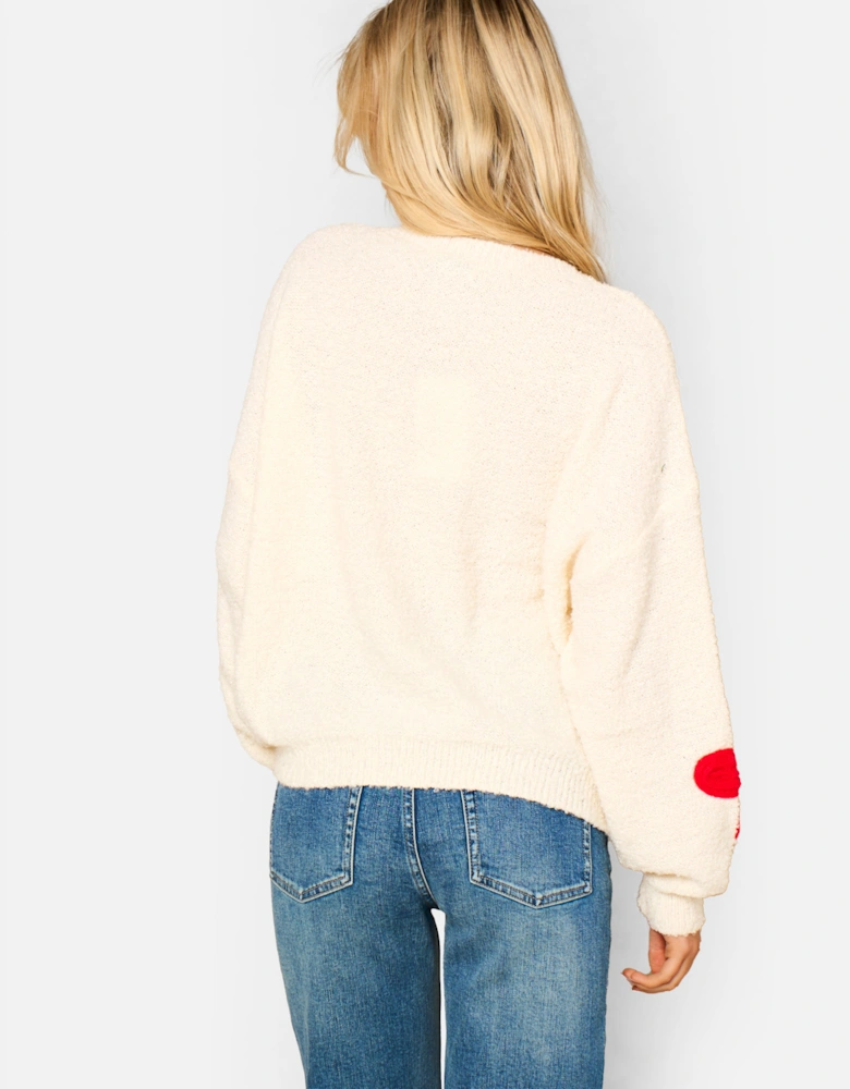 Cream 3D Flower Crochet Knitted Jumper