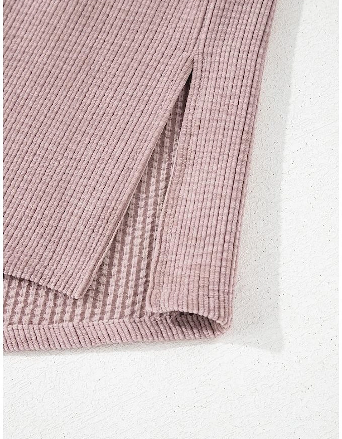 Light Pink Corduroy Flap Pocket Button Up Shacket