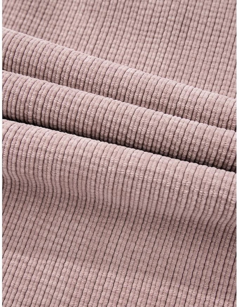 Light Pink Corduroy Flap Pocket Button Up Shacket