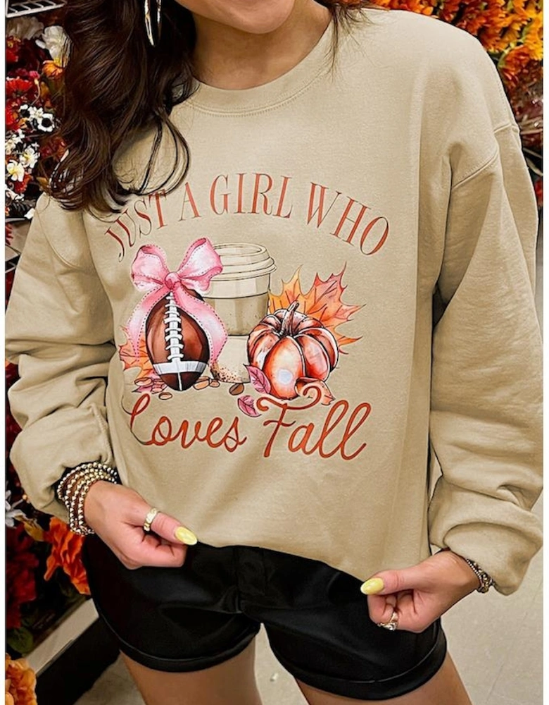 Parchment Just a Girl Who Loves Fall Printed Sweatshirt