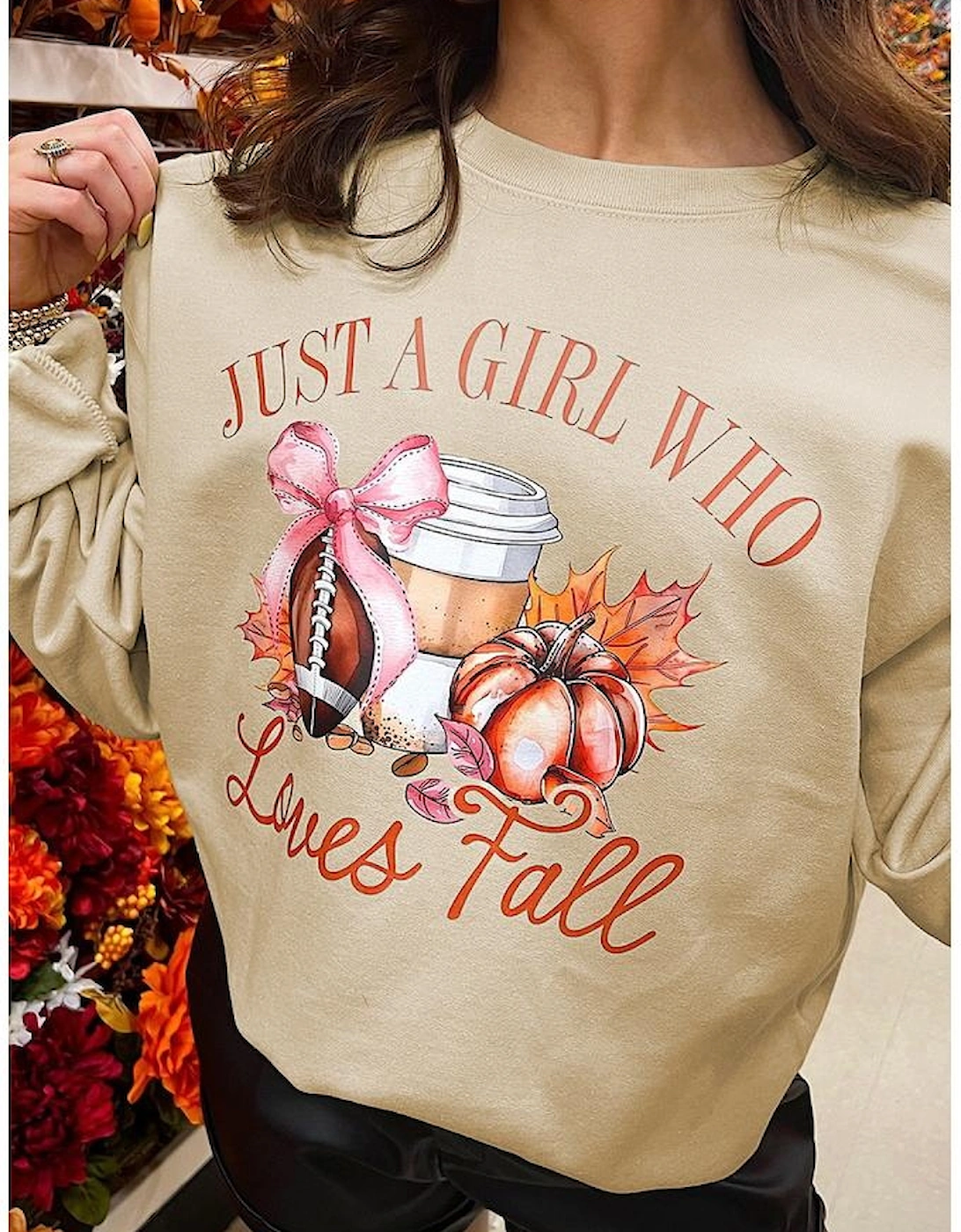 Parchment Just a Girl Who Loves Fall Printed Sweatshirt