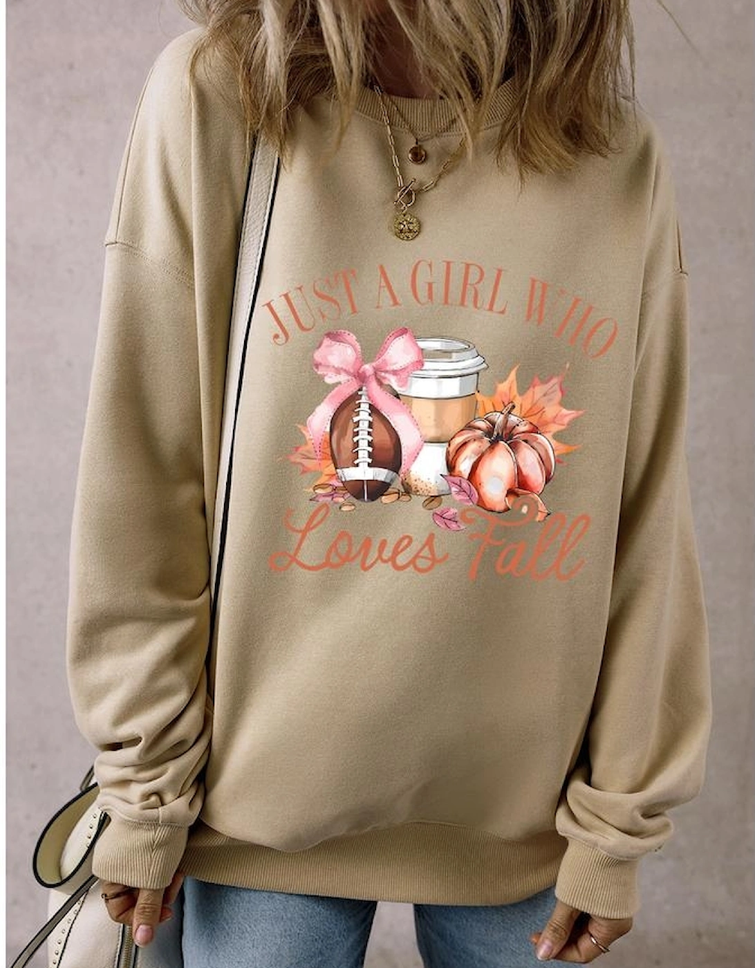 Parchment Just a Girl Who Loves Fall Printed Sweatshirt