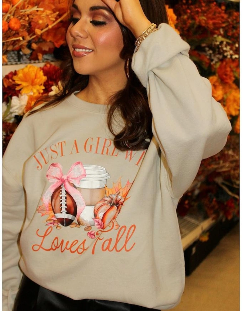 Parchment Just a Girl Who Loves Fall Printed Sweatshirt